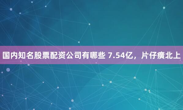 国内知名股票配资公司有哪些 7.54亿，片仔癀北上
